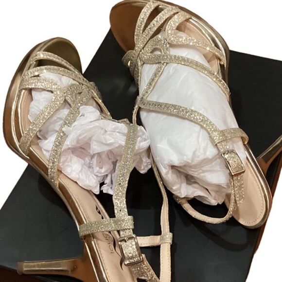 Touch of Nina Vionna Metallic Gold Sparkle Party Sandal Heels 8.5 - Picture 9 of 15
